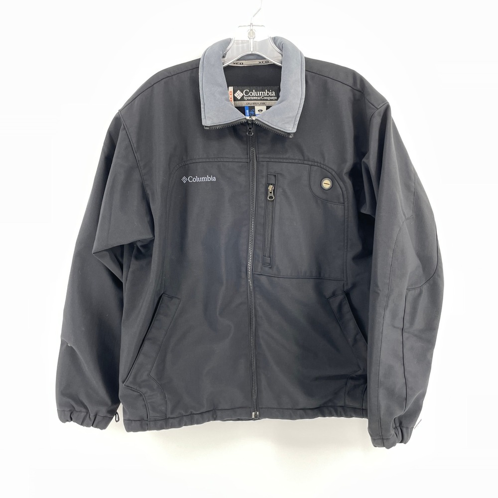 Columbia XCO Interchange Softshell Jacket Mens L Black Full Zip Coat